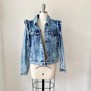 Ruffle Sleeve Denim Jacket